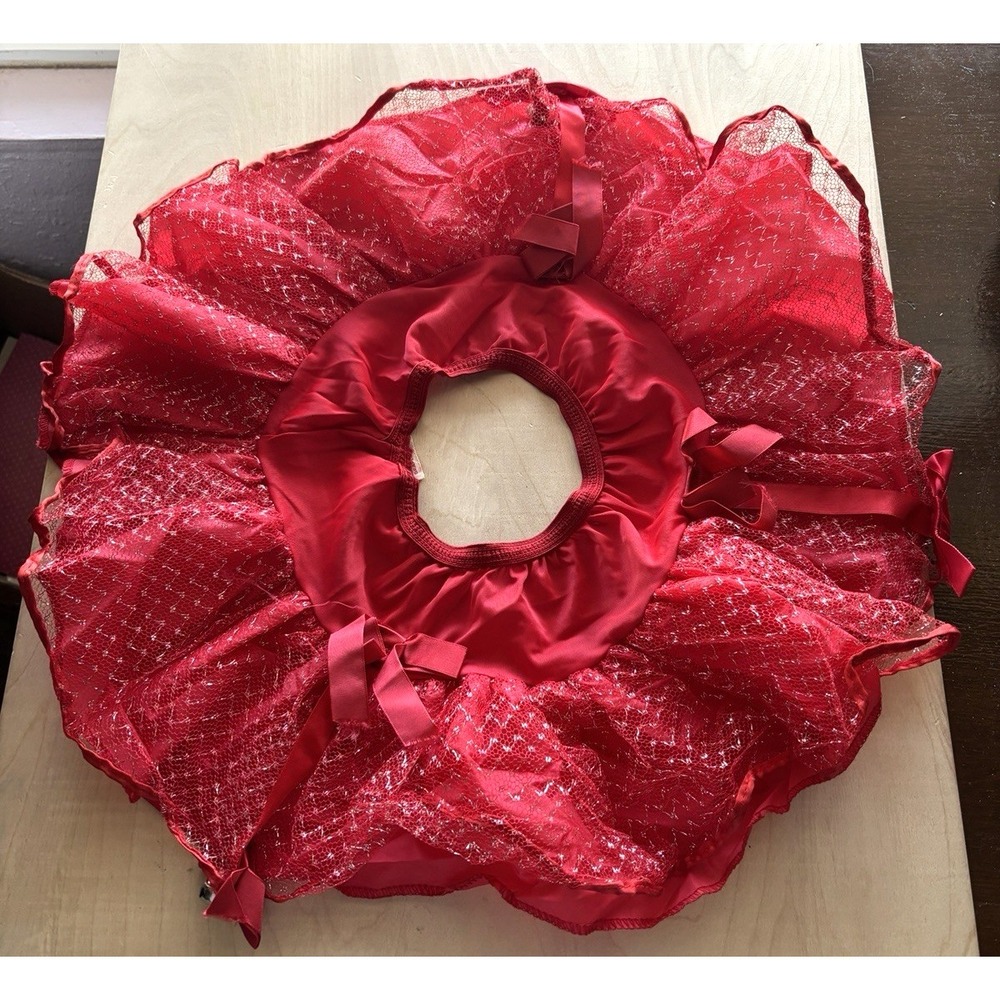 Vtg Red Satin Slip Full Circle Toddler Size 2 Jingle Bells Silver Net Alexanders